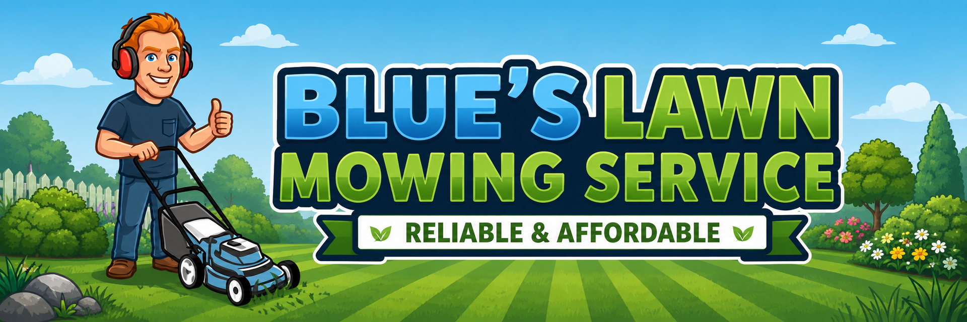 Bluey's Lawn Mowing Service reliable and affordable lawn care banner